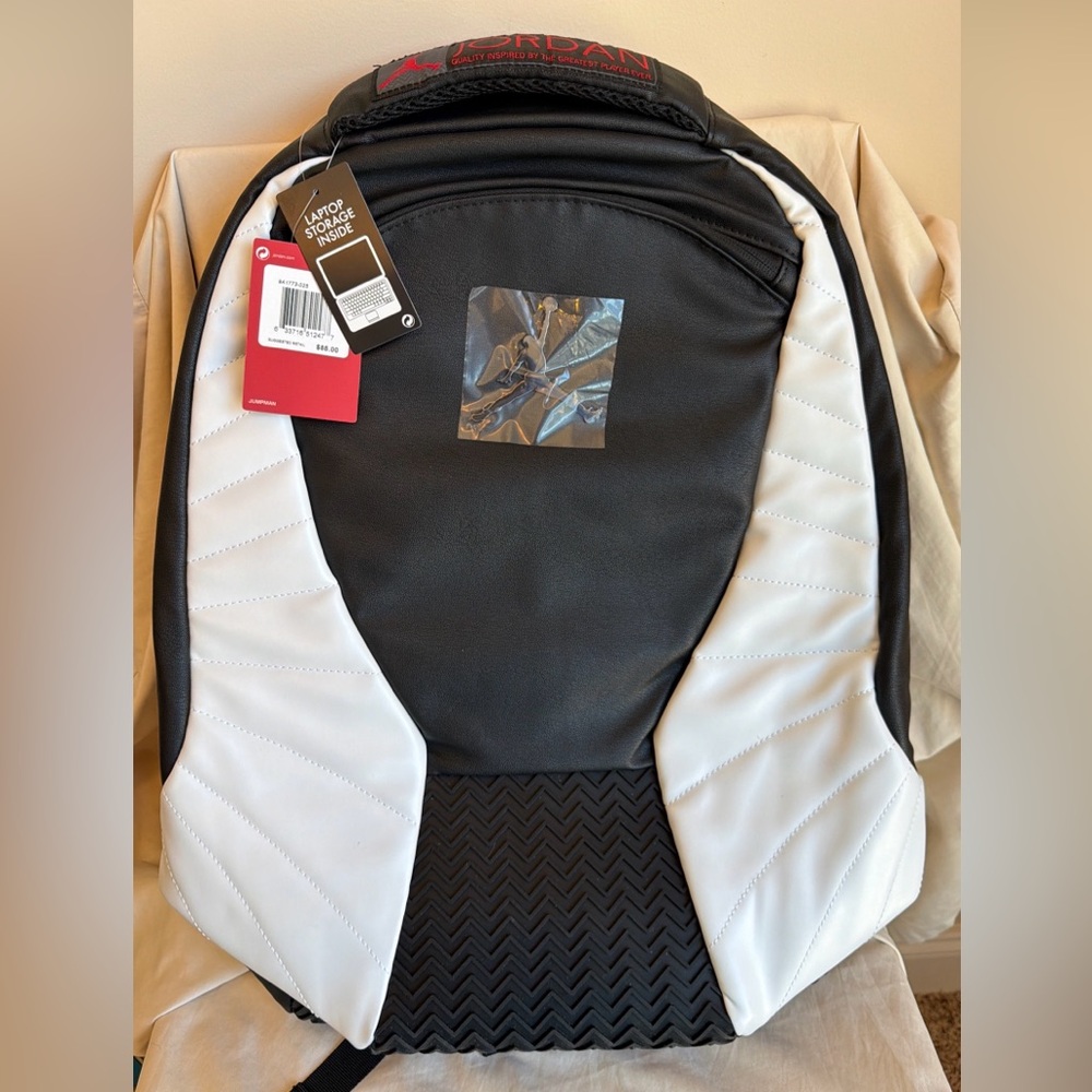 New Michael Jordan Jumpman Backpack 1773-025 White/ Black Laptop Pocket